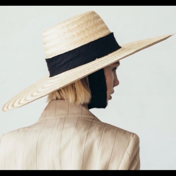 JANESSA LEONE Romy Natural Womens Medium Straw Boater Hat NEW - Picture 14 of 16